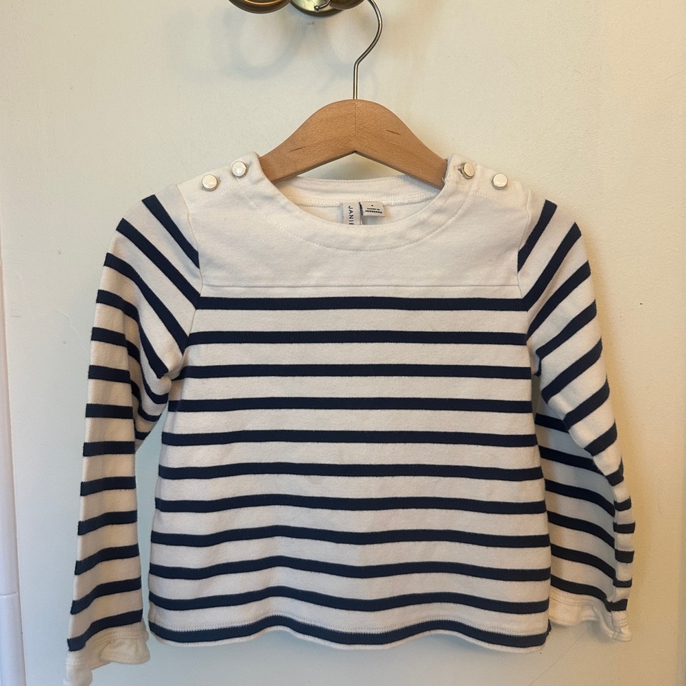 Janie and Jack Blue and White Long Sleeve Tees Classic Stripes
